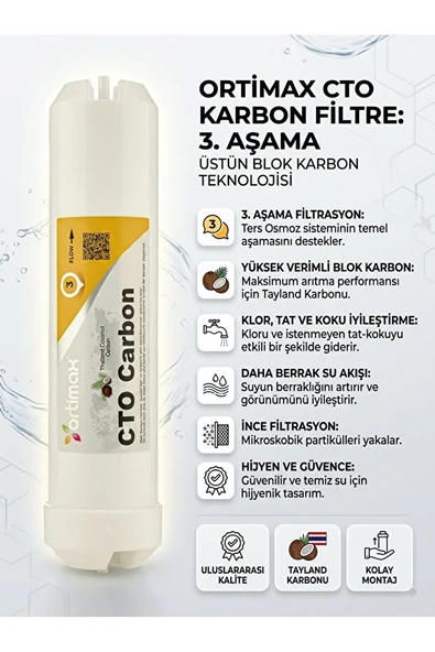 Ortimax 5li Su Arıtma Filtre Seti PP Sediment GAC CTO Karbon Membran ve Post Karbon ürün görseli 1