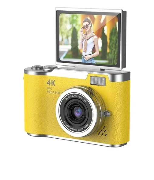 4k Dijital Retro Video Kamera 48mp 18x Zoom Flaşlı (32gb) Kart Dijital Vlog Fotoğraf  Makinesi Türkçe ürün görseli 1