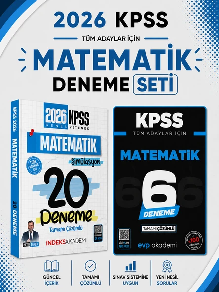 İndeks 2026 KPSS Matematik Deneme & KPSS Matematik 6 Deneme Evp Akademi Seti ürün görseli 1