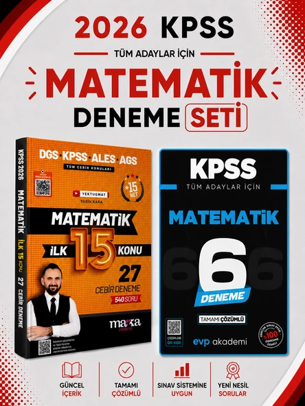 Marka 2026 KPSS Matematik Deneme & KPSS Matematik 6 Deneme Evp Akademi Seti ürün görseli 1