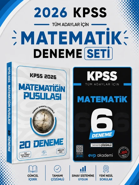 CBA 2026 KPSS Matematik Deneme & KPSS Matematik 6 Deneme Evp Akademi Seti ürün görseli 1