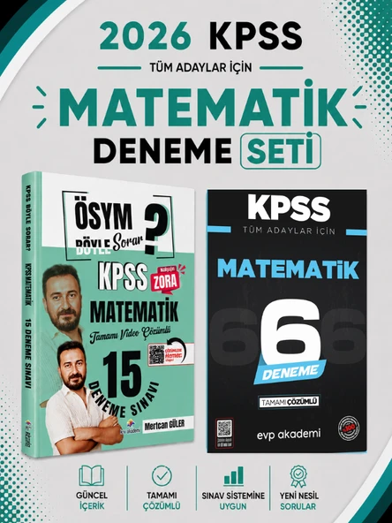 Dizgi 2026 KPSS Matematik Deneme & KPSS Matematik 6 Deneme Evp Akademi Seti ürün görseli 1