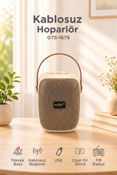 Bluetooth Hoparlör Rgb Işıklı FM Radyo Kablosuz Taşınabilir Speaker GTS-1679 ürün görseli 1