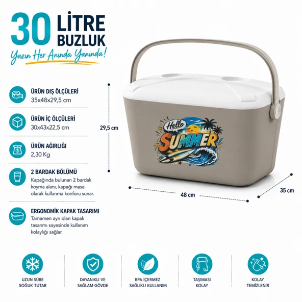 30 LT BUZZY RETRO BUZLUK TERMOS (1178 COOLER BOX) - Resim 2