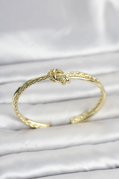 Gold Renk Düğüm Model Pirinç Kadın Bileklik ürün görseli 1
