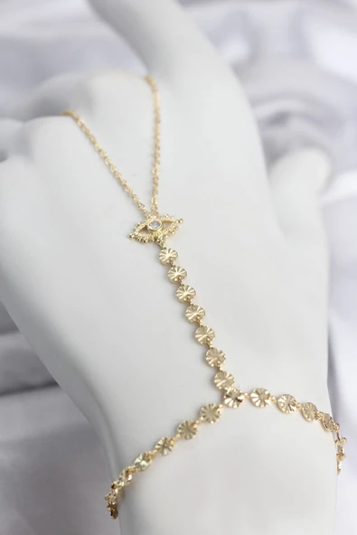 Gold Renk Pirinç Zirkon Taşlı Göz Model Şahmeran ürün görseli 1