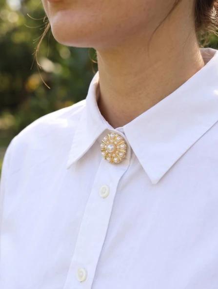 Vintage Model Gold Renk Düğme veya Manşet Broşu ürün görseli 1