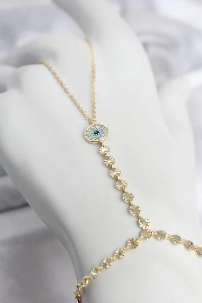 Gold Renk Pirinç Zirkon Taşlı Nazar Model Şahmeran ürün görseli 1