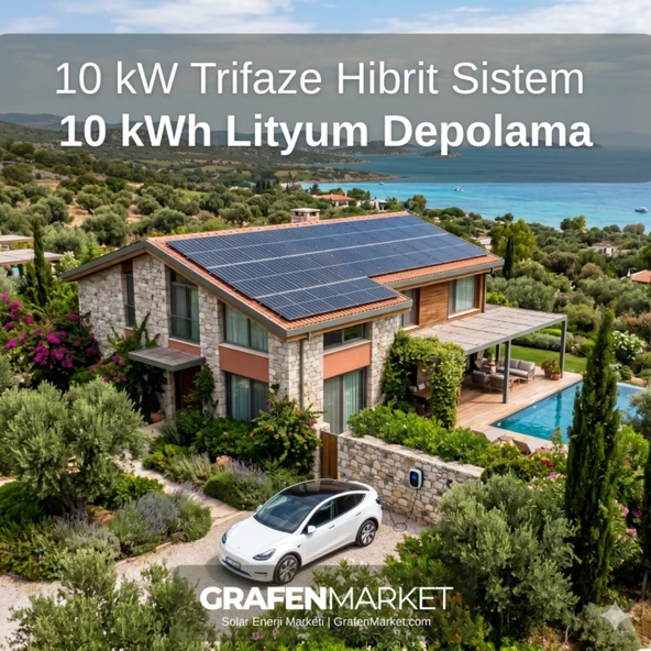 10 kW Trifaze 10 kWh Lityum Depolama Hibrit Paket Sistem ürün görseli 1