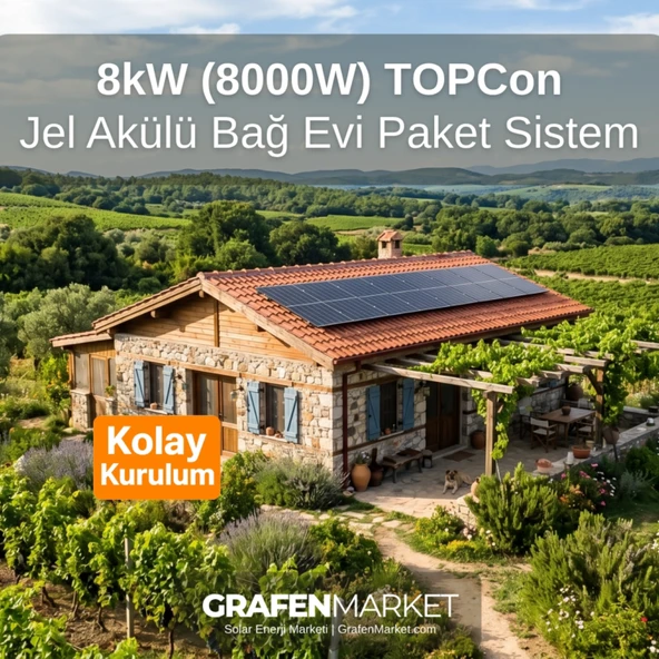 8 kW (8000W) TOPCon Bağ Evi Hazır Solar Sistem - Jel Akülü | Kolay Kurulum ürün görseli 1
