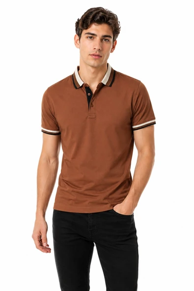 Erkek Polo Yaka Kısa Kollu Tişört Regular Kalıp T6096 BGL-ST05549 ürün görseli 1