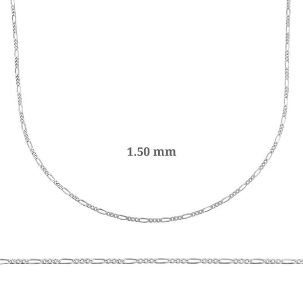 1.50 mm Gümüş Figaro Zincir - 0.40 mikron ürün görseli 1