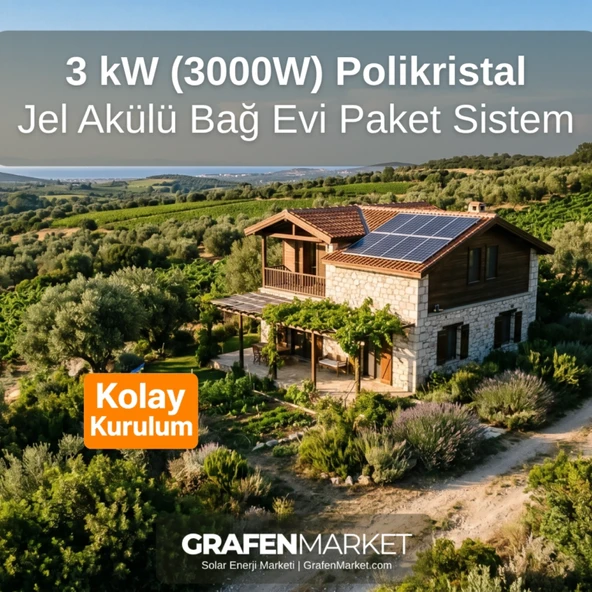 3 kW (3000W) Bağ Evi Hazır Solar Sistem 3 - Jel Akülü | Kolay Kurulum ürün görseli 1