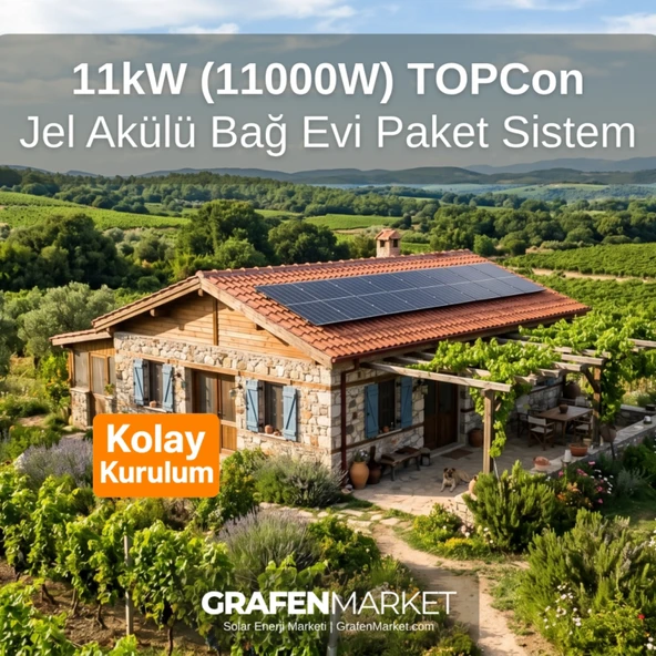 11 kW (11000W) TOPCon Bağ Evi Hazır Solar Sistem - Jel Akülü | Kolay Kurulum ürün görseli 1