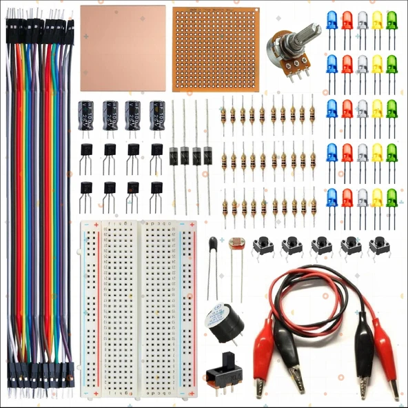 BREADBOARD TEMEL ELEKTRONİK ve DEVRE EĞİTİM SETİ ürün görseli 1