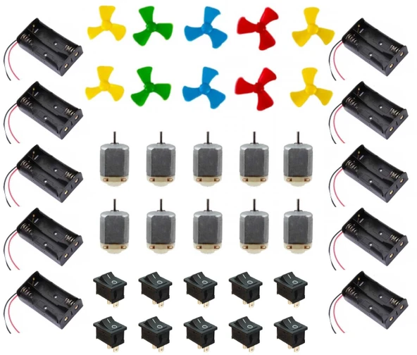 Motor Pervane Set 10 lu (Motor Pervane 2Li Pil Yuvası (Pil Kutusu) ON-OFF Anahtar) ürün görseli 1