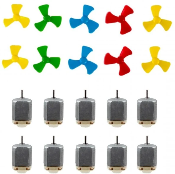 10 adet DC Motor Deney Motoru + 10 adet Pervane ürün görseli 1