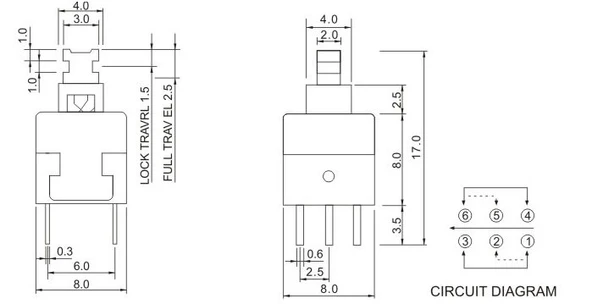On Off Anahtar 6 Pinli 8x8mm - Resim 3
