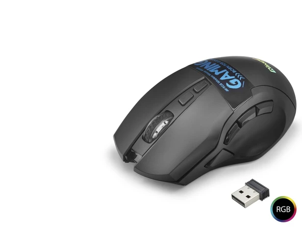 Dual Mode Kablosuz Gaming Mouse 2400 Dpi 9 Tuş 500Hz Rgb - Siyah W10 ürün görseli 1