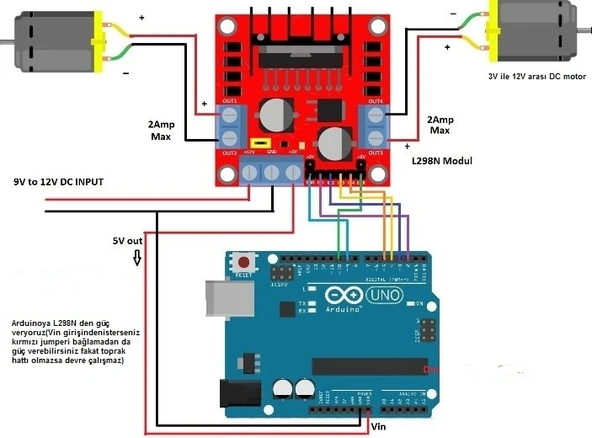 L298N DC Motor Sürücü Modülü - Resim 3