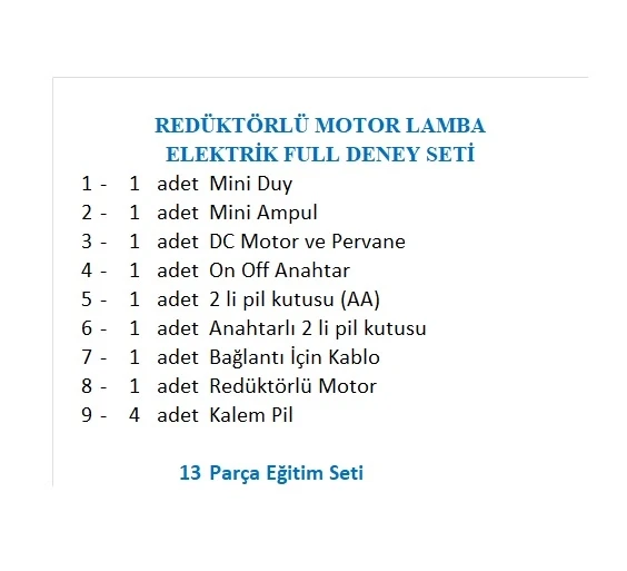 REDÜKTÖRLÜ MOTOR LAMBA ELEKTRİK FULL DENEY SETİ - Resim 2