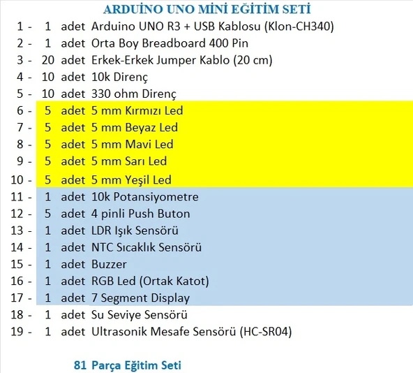 ARDUİNO UNO MİNİ EĞİTİM SETİ - Resim 2