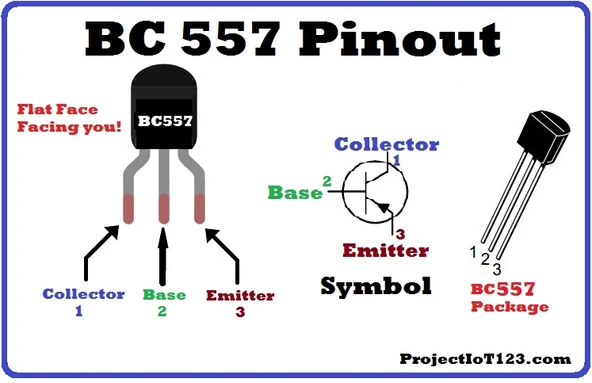 5 adet BC 557 PNP Transistör ürün görseli 1