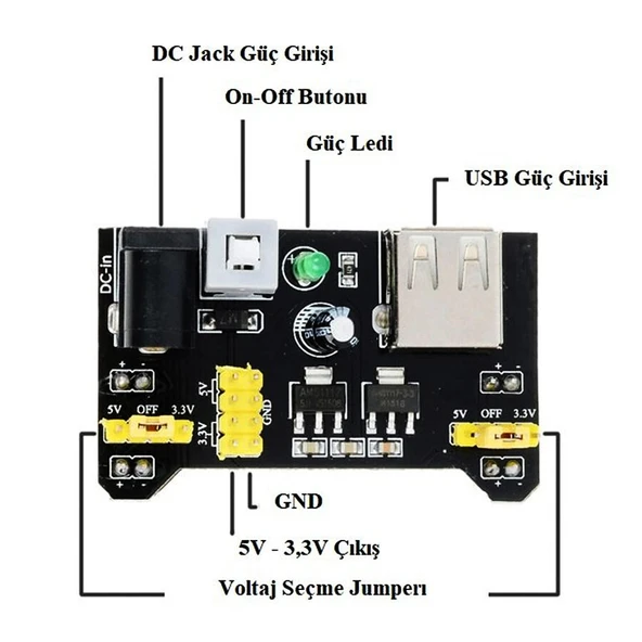 Breadboard Güç Kaynağı Modülü - Resim 3
