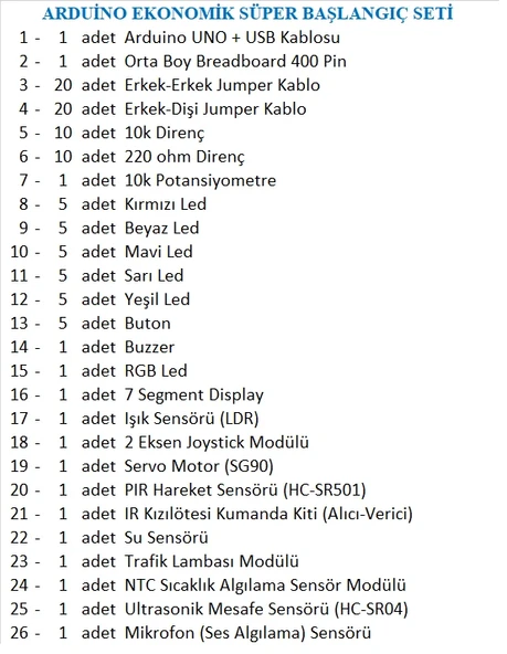 ARDUİNO EKONOMİK SÜPER BAŞLANGIÇ SETİ - Resim 3