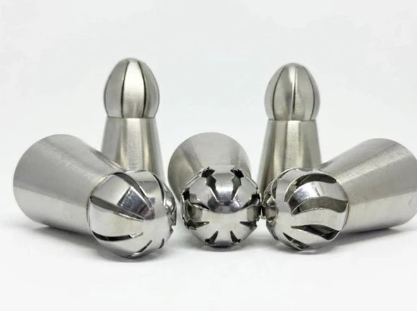 5'li Profesyonel Rus Top Duy Ucu Seti – 5.9 Cm Büyük Boy Paslanmaz Çelik Krema Sıkma Ve Fırfır Uçları ürün görseli 1