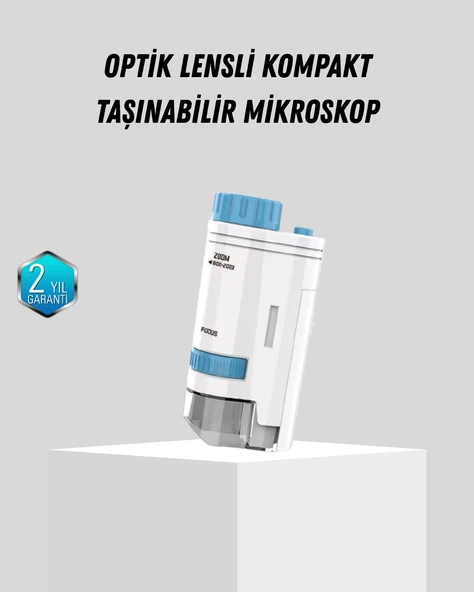 Nevamel Taşınabilir Mini Mikroskop LED Işıklı 80X–200X Büyütmeli ve Odak Ayarlı ürün görseli 1