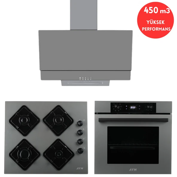 Alveus AFM Serisi ACA3 Cam Antrasit-Gri  3'lü Ankastre Set ( FM7710 + FM-BD2210 + FM3407 ) ürün görseli 1