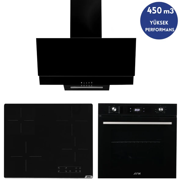 Alveus AFM Serisi ACA6 Vitro. Elektrikli Cam Dijital Siyah Ankastre Set ( V6-04  + FM7700 + FM3300) ürün görseli 1