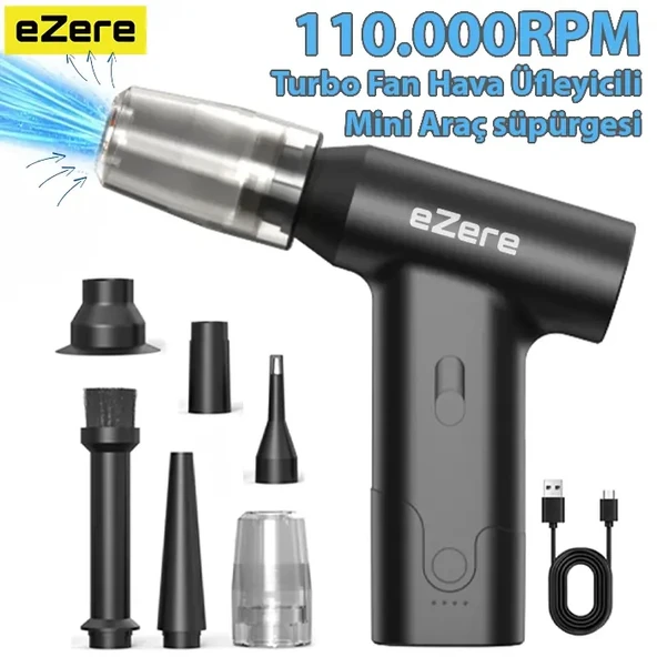 Nevamel® EZERE J02 Çift fonksiyonlu mini Araç süpürgesi & Turbo Fan Hava üfleyici-(5775) ürün görseli 1