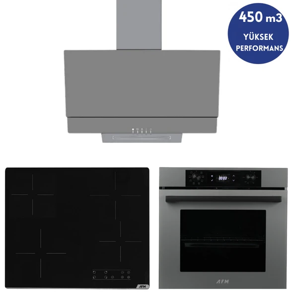 Alveus AFM Serisi ACA7 Vitro. Elektrikli Cam Antrasit-Gri Ankastre Set (V6-04 Siyah +FM7710+FM3407) ürün görseli 1