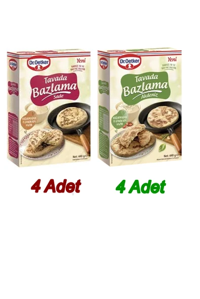 Tavada Bazlama - 8 Paket Bazlama Toz Karışımı (4 Sade + 4 Akdeniz) ürün görseli 1
