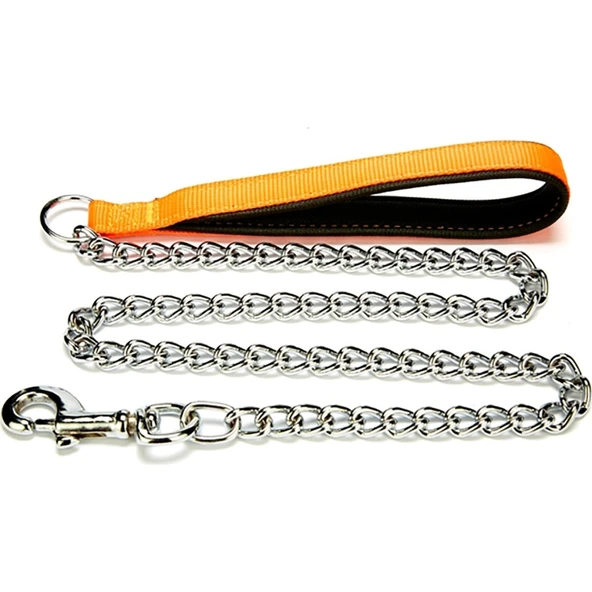 Doggie Konforlu Dokumadan El Yapımı Zincirli Köpek Gezdirme Kayışı 3,5x110cm - Orange ürün görseli 1