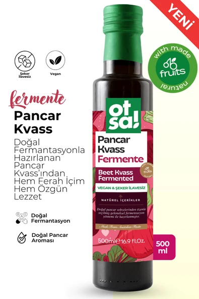 Otsa Fermente Pancar Kvass – Şeker İlavesiz Vegan İçecek 500 ml ürün görseli 1
