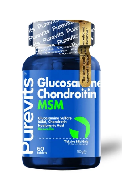 Purevits Glucosamine - Chondroitin - MSM – Boswellia - Hyaluronik Asit - 60 Adet Tablet ürün görseli 1