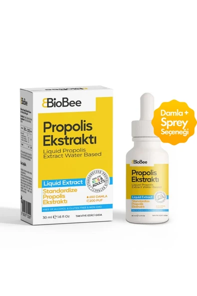 BioBee Sıvı Propolis Alkolsüz ve Glutensiz Extract Liquid 30 ml. (Gaga Sprey Hediyeli) ürün görseli 1