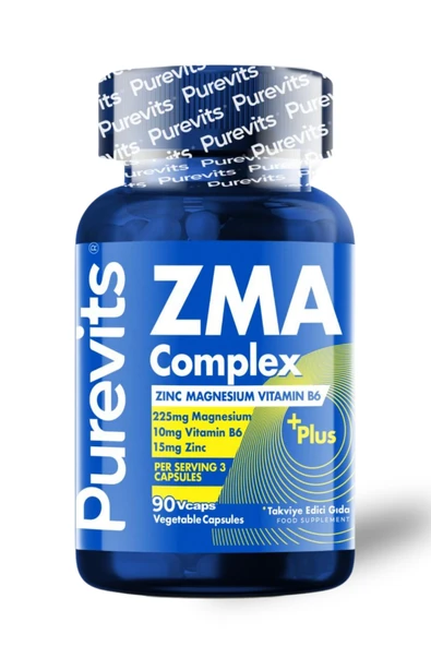 Purevits ZMA Complex Magnezyum, Çinko, Vitamin B6, 90 Bitkisel Kapsüllü ürün görseli 1