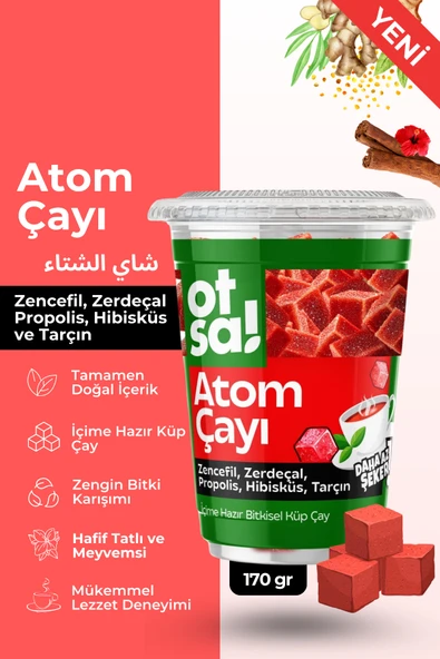 Otsa Zencefil Özlü, Hibiskus, Tarçın ve Zerdeçal Harmanlı, Doğal ve Enerji Verici Atom Çayı – 170 g ürün görseli 1