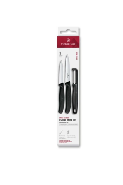 Victorinox VCT-7613329191989VT 6.7113.33-Victorinox 6.7113.33 Swiss Classic 3lü Bıçak ve Soyacak Set, Siyah ürün görseli 1