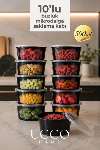 UCCO 500 ml Kurban Bayramı Seti Mikrodalga Buzluk Saklama Kabı - 10 Adet- Et Suyu, Kemik Suyu Buzdolabı Organizeri ürün görseli 1