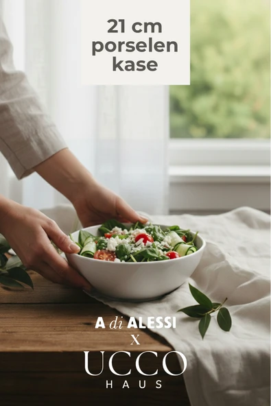 UCCO 21 cm Porselen Artisan Salata Meyve Sunum Kasesi - Yemek Makarna Tabağı ürün görseli 1