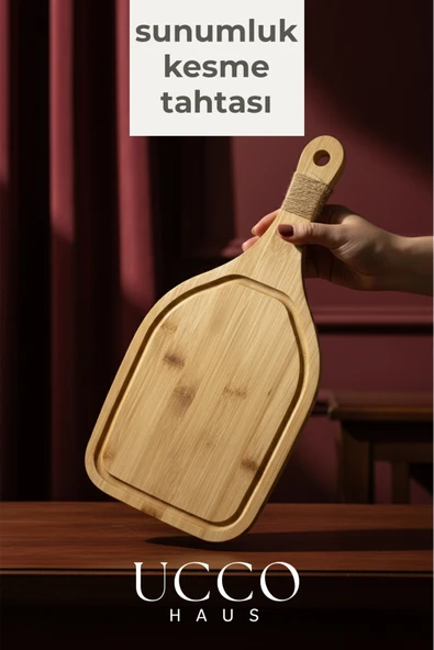 UCCO Bambu Kesme Sunum Tahtası 40 cm Orta Boy – , Sağlıklı, Dayanıklı Sunumluk Şarküteri ürün görseli 1
