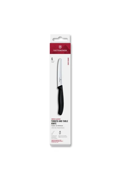 Victorinox 6.7833.6 11cm Siyah Tırtıklı Domates ve Sofra Bıçağı, 6 Parça ürün görseli 1