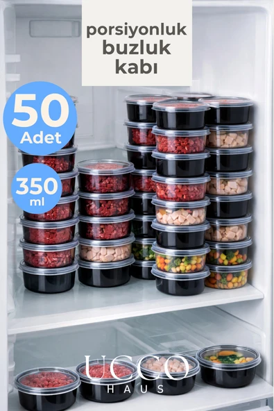UCCO 50'li 350 ml Kıyma Et Sos Kemik Suyu Sebze Saklama Kabı Sızdırmaz Mikrodalga Buzluk Düzenleyici ürün görseli 1