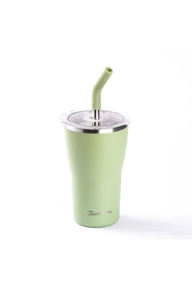 Tantitoni 024-01-YEŞİL 2 KAPAKLI ÇİFT KATMANLI TERMOS BARDAK 410ML ürün görseli 1