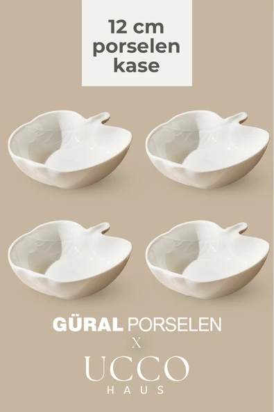 UCCO 4 ADET Porselen Kase Çerezlik Kahvaltılık Meyve Tabağı Tatlı Sunum Tabağı 12 cm Kahvaltılık Tabak ürün görseli 1
